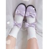 甘いロリータシューズエクリュホワイトボウ真珠真珠子犬ヒールロリータパンプス