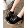 古典的なロリィタ履物レースアップチャンキーヒールPUロリータ靴