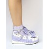 ロリィタシューズ　パープル　リボン柄　ストリートウェア　丸いつま先　PU