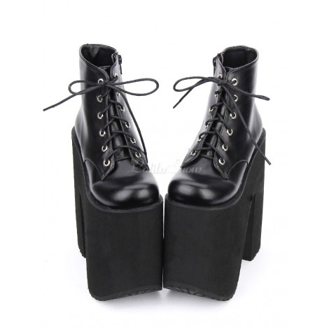 ロリィタフットウェア　丸いつま先　カジュアル　PU　チャンキーヒール　無地