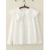 スウィートロリータシャツレーストリムコットンホワイトロリータトップ