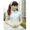 ロリィタブラウス　コットン　カジュアル　カラーブロック　半袖　折り襟　スウィート