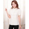 ロリィタブラウス　ホワイト　無地　半袖　コットン　スウィート　折り襟　カジュアル