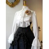 ゴシックロリータブラウスロリータトップフリル長袖ホワイトロリータシャツ