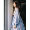 スウィートロリィタワンピース　OPドレス　ブルー　プリーツ　ボタン　ロリータワンピースドレス