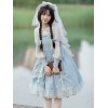 甘ロリワンピース　ライトスカイブルー　フリル　スウィート　ロリータ　OPドレス　シンフォニーボウズ　ボタン　ロリータワンピースドレス　長袖