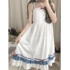 甘いロリータワンピースドレスホワイト弓プリーツロリータワンピースドレス