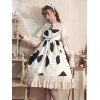 甘いロリータOPドレスカウガーデンホワイトプリント長袖ロリータワンピースドレス