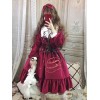 ゴスロリワンピース　OPドレス　ボタン　全３色　フリル　童話モチーフ　プリント星柄　長袖　ロリータワンピースドレス