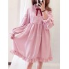 クラシックロリータOPドレスフリルボウプリーツシフォンロリータワンピースドレス