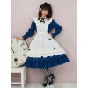 乙女風ロリータOPドレス弓フリルブルーロリータワンピースドレスエプロン