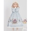 甘いロリータOPドレスギャラリープリントレースボウフリルロリータワンピースドレス