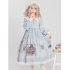 甘いロリータOPドレスギャラリープリントレースボウフリルロリータワンピースドレス