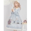 甘いロリータOPドレスギャラリープリントレースボウフリルロリータワンピースドレス