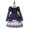 クラシックロリータOPドレス　2020　キャンドルライトウィスパー　リボン　レースフリル　ダークネイビーロリータワンピースドレス