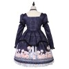 クラシックロリータOPドレス　2020　キャンドルライトウィスパー　リボン　レースフリル　ダークネイビーロリータワンピースドレス