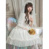 ウェディングロリータOPドレスレースフリルジャカードドレスホワイトロリータワンピースドレス