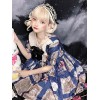 甘ロリ　スウィート　ロリータワンピース　半袖　童話モチーフ柄　プリーツ　OPドレス　ボウブループリント　ロリータワンピースドレス