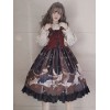 ゴシックロリータJSKドレスプリントブルゴーニュロリータジャンパースカート