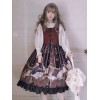 ゴシックロリータJSKドレスプリントブルゴーニュロリータジャンパースカート