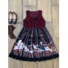 ゴシックロリータJSKドレスプリントブルゴーニュロリータジャンパースカート