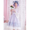 甘いロリータJSKドレスラベンダープリントフリルレースロリータジャンパースカート