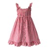 古典的なロリータJSKドレスギンガムチェック柄フリルコットンレッドロリータジャンパースカート