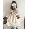 メイドスタイルロリータJSK人形マチルダレースフリルコットンリネンロリータジャンパースカート