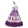クラシックロリータJSKドレス　2020　フラワーパーディー柄　フリル　リボン　パープルロリータジャンパースカート
