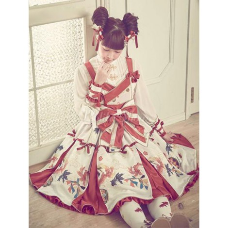 ロリィタジャンパースカート　ロリータワンピース　OP　中華ロリ　ロリータファッション　スウィート　お茶会