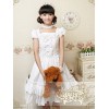 ピュアコットン　スウィート　ロリィタワンピース　スクエアネック　リボン　フリル