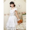 ピュアコットン　スウィート　ロリィタワンピース　スクエアネック　リボン　フリル
