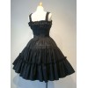 ゴシックロリータJSKドレスブラックノースリーブフリルロリータジャンパースカート