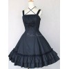 クラシックロリータJSKドレスブラックノースリーブフリルロリータジャンパースカート