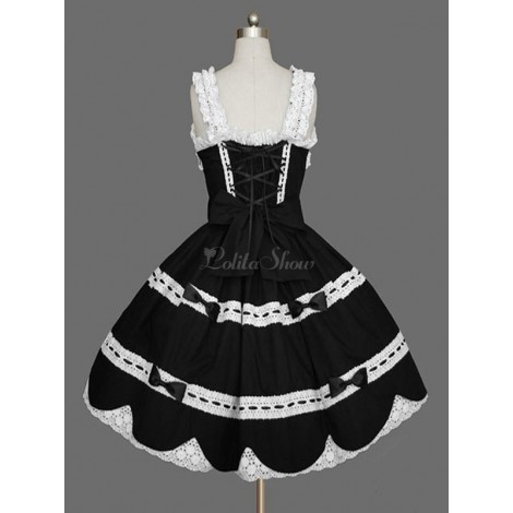 スウィートロリータドレスJSKフリルブラックロリータジャンパースカート
