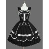 スウィートロリータドレスJSK黒のノースリーブフリルロリータジャンパースカート