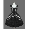 スウィートロリータドレスJSK黒のノースリーブフリルロリータジャンパースカート