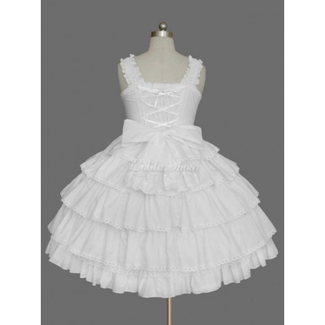 スウィートロリータドレスJSKピンクノースリーブフリルロリータジャンパースカート