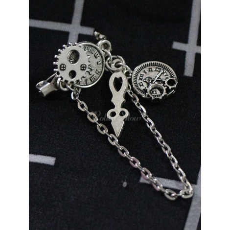 スチームパンクロリータブローチチクトクメタルチェーンシルバーロリータアクセサリー