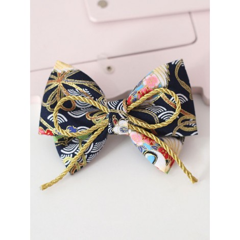 着物ロリータヘアピンボウプリントロリータヘアアクセサリー