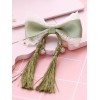スウィートロリータヘアピンレースボウTassleライトグリーンロリータヘアアクセサリー