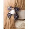 着物ロリータヘアクリップポンポムボウファンブルーロリータヘアピン
