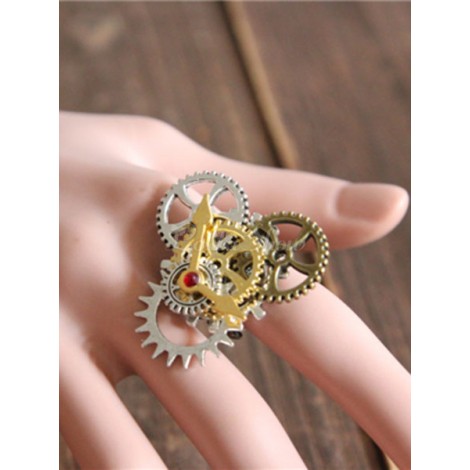 ロリィタ手飾り　ブロンズカラー　スチームパンク　リング　ストリートウェア　合金　金属飾り