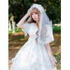 ロリィタ髪飾り　ホワイト　ベール　無地　花嫁　チュール　レース　プリーツ　お茶会