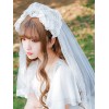 ロリィタ髪飾り　ホワイト　ベール　無地　花嫁　チュール　レース　プリーツ　お茶会