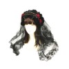 ロリィタ髪飾り　ゴシック　お茶会　ブラック　2カラーブロック　チュール　ベール