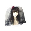 ロリィタ髪飾り　ブラック　レース　お茶会　チュール　ベール　2カラーブロック　ゴシック