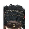 ロリィタ髪飾り　ゴシック　お茶会　ブラック　2カラーブロック　チュール　ベール