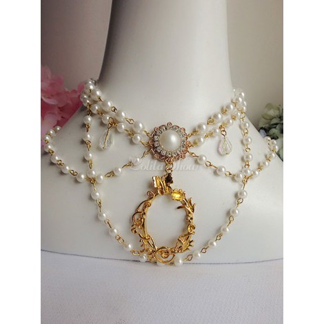 ロリィタ首飾り　ホワイト　スウィート　合金　お茶会　アクセサリー