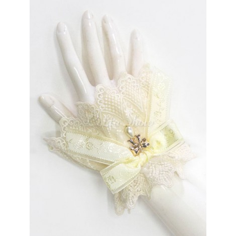 アクセサリー　ロリータ　レース　無地　お茶会　スウィート　金属飾り　リボン